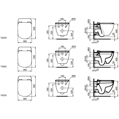 Ideal Standard pakabinamas WC Tesi T007801 2