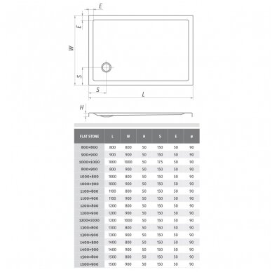 Roth dušo padėklas 1400x800 Flat Stone 3