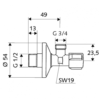Schell ventilis skalbimo mašinai 1/2" x 3/4" 2
