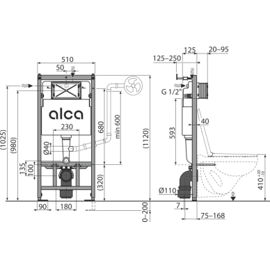 Alca Plast potinkinis WC komplektas KOMP-ALCA12 3