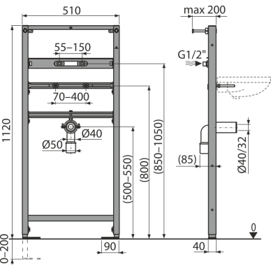 Alca potinkinis rėmas praustuvui arba plautuvei A104A/1120 2