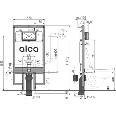 Alca plonas potinkinis rėmas pakabinamam unitazui AM1101/1200 2