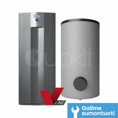 Alpha Innotec geoterminis šilumos siurblys gruntas-vanduo 1,8-8,7 kW + vandens šildytuvas 290 l Alterra V-Line SWCV 92K3 + WWS 303