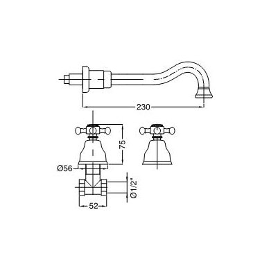 Bugnatese 3 dalių maišytuvas voniai Lady 969 2