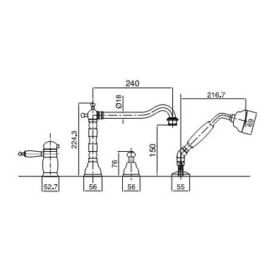 Bugnatese 4 dalių termostatinis maišytuvas voniai Oxford 6358 2