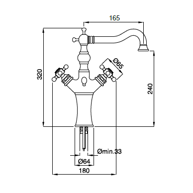 Bugnatese aukštas maišytuvas praustuvui Arcadia 8355S 2