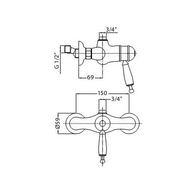 Bugnatese termostatinis maišytuvas dušui Oxford 6337 2
