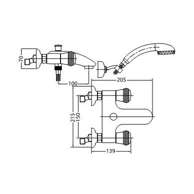 Bugnatese maišytuvas voniai su rankiniu dušu Axo 602 2