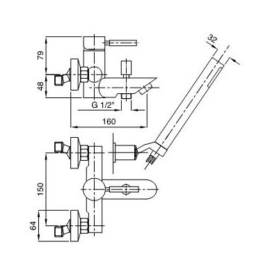 Bugnatese maišytuvas voniai su rankiniu dušu Kobuk 2202 2