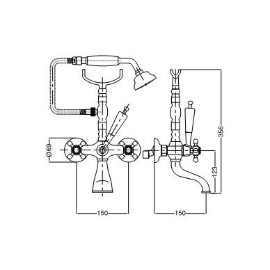 Bugnatese maišytuvas voniai su rankiniu dušu Revival 400 2