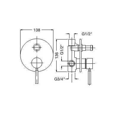 Bugnatese potinkinis maišytuvas voniai/dušui Kobuk 2272 2