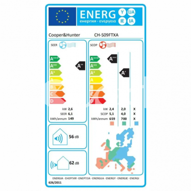 Cooper&Hunter šilumos siurblys oro kondicionierius Veyron 2,6/2,7 kW 8