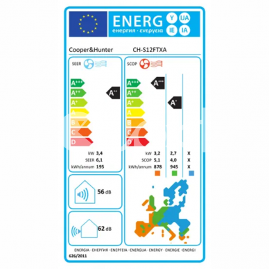 Cooper&Hunter šilumos siurblys oro kondicionierius Veyron 3,4/3,8 kW 8