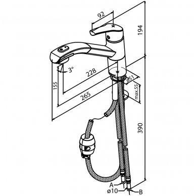 Damixa maišytuvas plautuvei su ištraukiamu dušeliu Rowan 67120 2