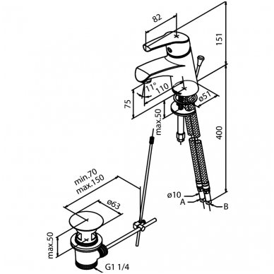 Damixa maišytuvas praustuvui Rowan 67821 2