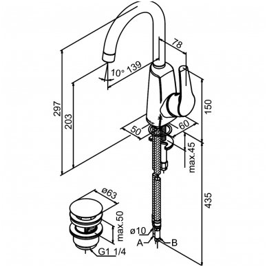 Damixa maišytuvas praustuvui Rowan 67621 2