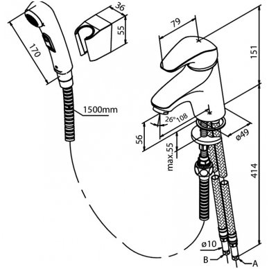 Damixa maišytuvas praustuvui su dušeliu Space 10030 2