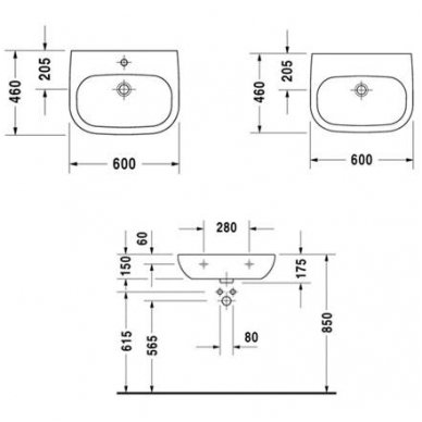 Duravit praustuvas 600x460 D-Code 231160 2