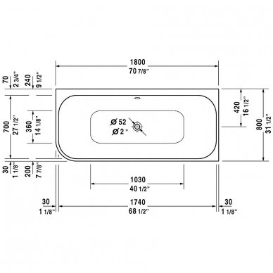 Duravit vonia 1800x800 Happy D.2 + sifonas ir pagalvėlė voniai! 6
