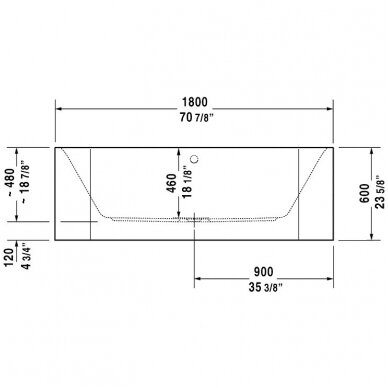 Duravit vonia 1800x800 Happy D.2 + sifonas ir pagalvėlė voniai! 7