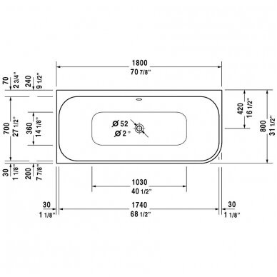 Duravit vonia 1800x800 Happy D.2 + sifonas ir pagalvėlė voniai! 5