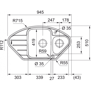 Franke nerūd. plieno plautuvė Spark SKX 651-95-E 3