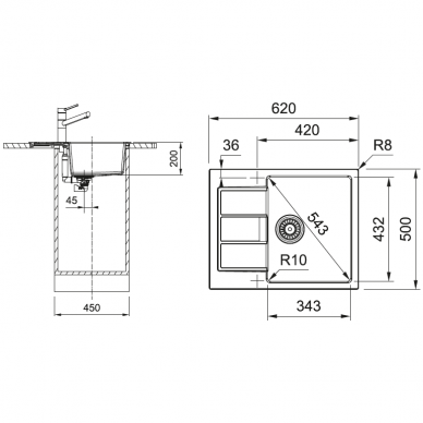 Franke tektonitinė plautuvė Sirius S2D 611-62 3