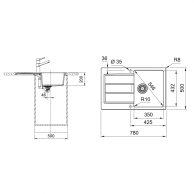 Franke tektonitinė plautuvė Sirius S2D 611-78 3