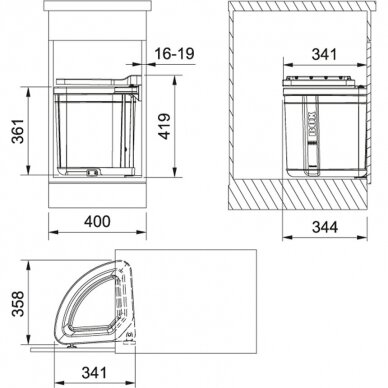 Franke šiukšlių rūšiavimo sistema SORTER PIVOT 2