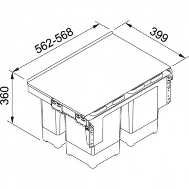 Franke šiukšlių rūšiavimo sistema GARBO 2x12l +2x8l 2