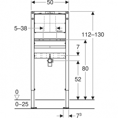 Geberit Duofix rėmas praustuvui, 112–130 cm, iš sienos montuojamiems maišytuvams 2