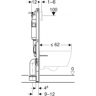 Geberit DuofixBasic rėmas pakabinamam WC puodui, 112 cm, su Delta potinkiniu bakeliu 12 cm 3
