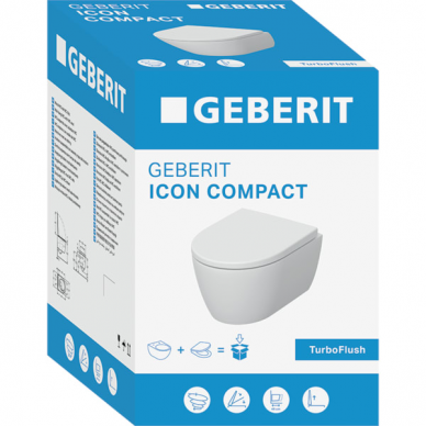 Geberit kompaktiškas pakabinamas unitazas iCON TurboFlush 2