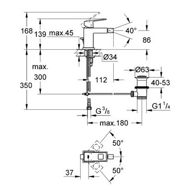 Grohe bidė maišytuvas Eurocube 2