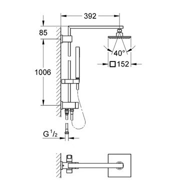 Grohe dušo komplektas Euphoria Cube System 150 2