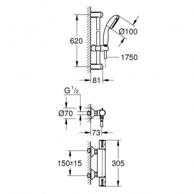 Grohe dušo komplektas su termostatiniu maišytuvu Grohtherm 800 2