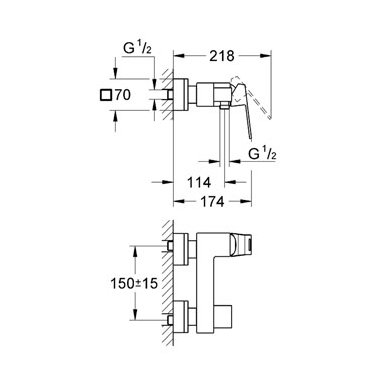 Grohe maišytuvas dušui Eurocube 2