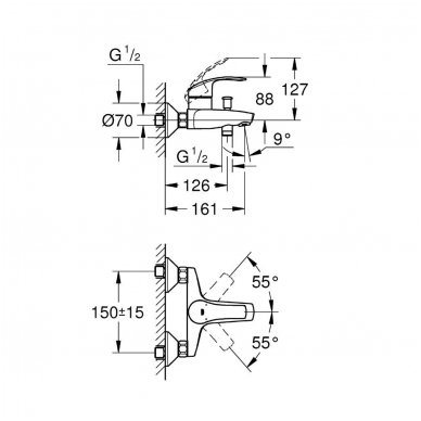 Grohe maišytuvas dušui/voniai Eurosmart 2