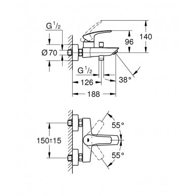 Grohe maišytuvas voniai Eurosmart 3