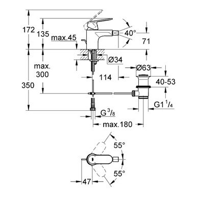 Grohe bidė maišytuvas Eurosmart Cosmopolitan 2