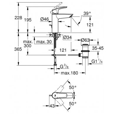 Grohe maišytuvas praustuvui Eurosmart 3