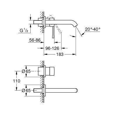 Grohe maišytuvas praustuvui iš sienos ESSENCE NEW 2
