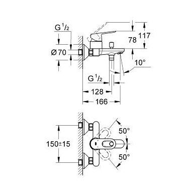 Grohe maišytuvas voniai/dušui BAULOOP 23341000 2