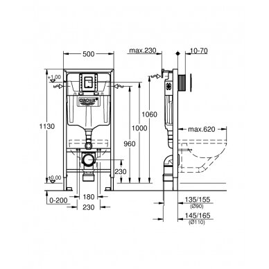 Grohe potinkinis rėmas WC puodui Rapid SL 3-IN-1 4