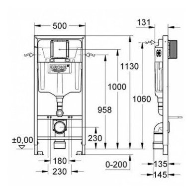 Grohe potinkinis rėmas WC puodui Rapid SL 3-IN-1 5