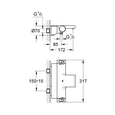 Grohe termostatinis maišytuvas voniai Grohtherm 2000 2