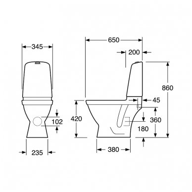 Gustavsberg pastatomas WC su dangčiu Nautic Hygienic Flush 3