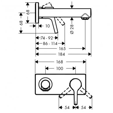 Hansgrohe potinkinis maišytuvas praustuvui 165 mm Talis S 72110000 2