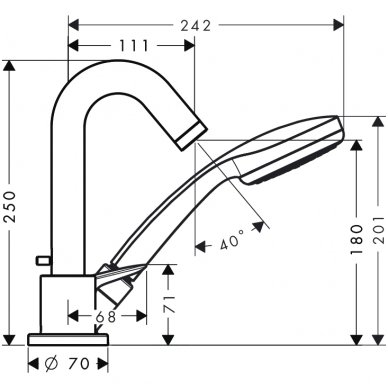 Hansgrohe 3 dalių maišytuvas voniai Logis 71310000 2