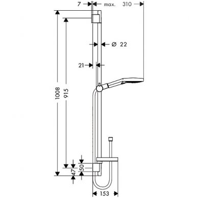 Hansgrohe dušo komplektas Raindance Select S 120 3jet & Unica'S Puro 90 cm 2